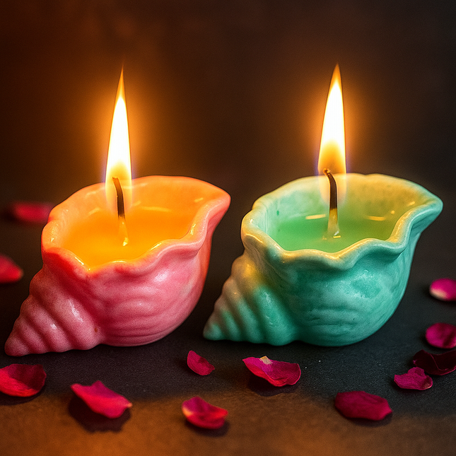 Ocean Glow: Shell Candle Jar set of 2