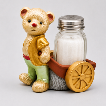 Handmade Teddy Couple Salt & Pepper Holder | Cute Kitchen Table Decor | Gift for Couples | Dining Table Accessory